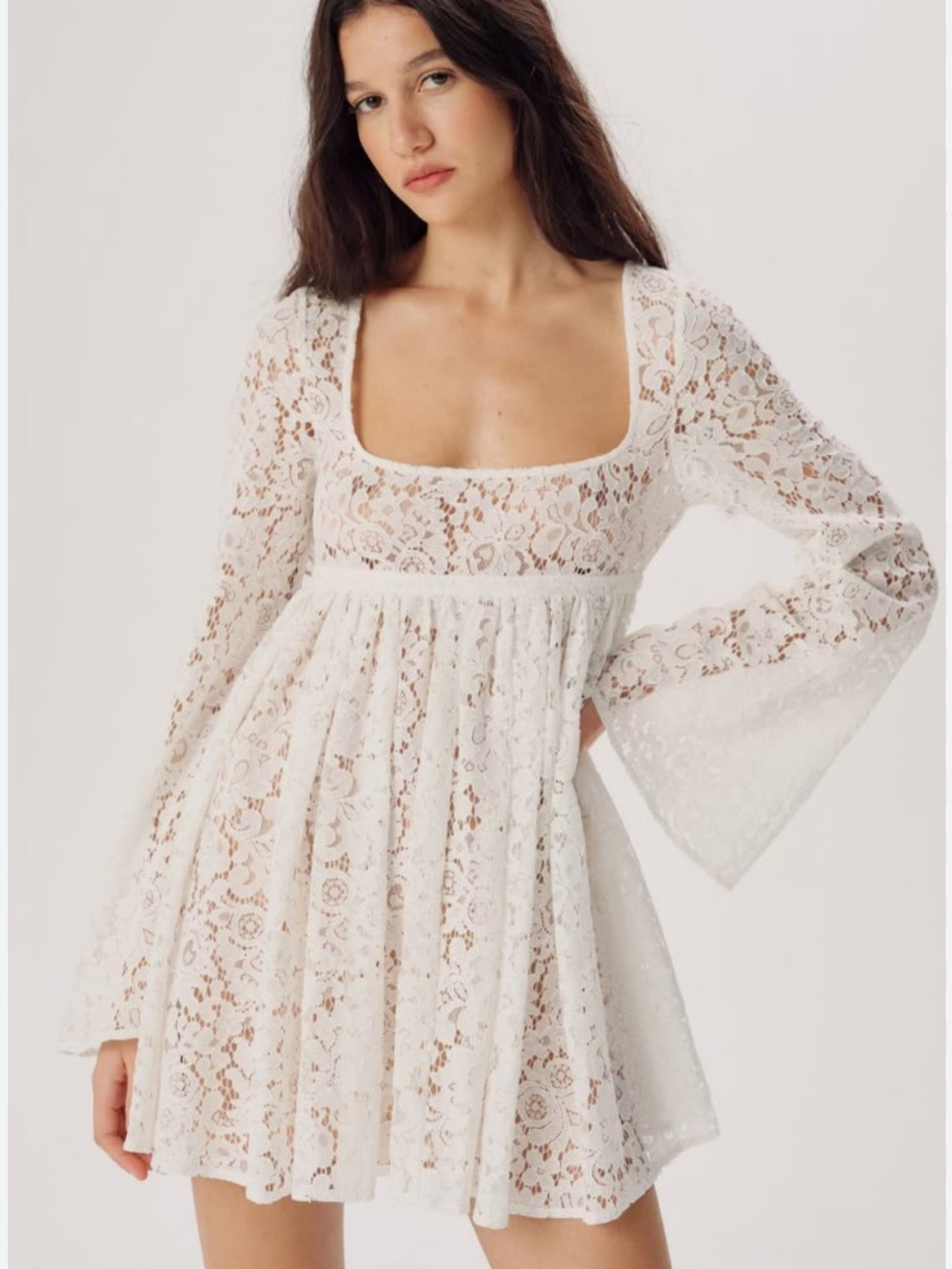 Ronny Kobo White Floral Lace Dress